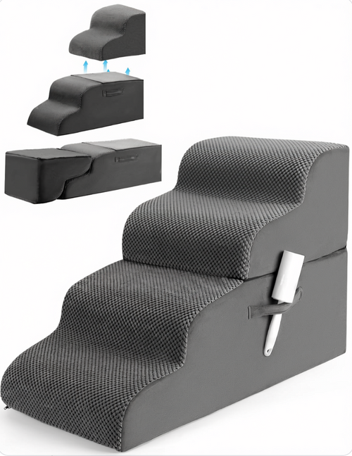 GentleStride 4-Step Adjustable Dog Stairs | Safe & Comfortable Bed Access